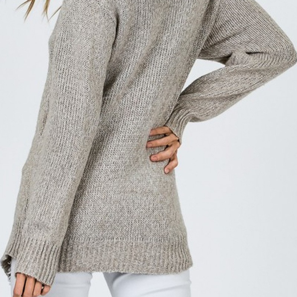Taupe Sexy crossover vneck sweater - Picture 5 of 6